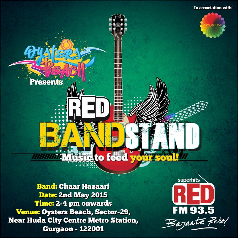 RedFMIndia's tweet photo. #ChaarHazaari is back with their mesmerizing music! #OysterBeach presents #RedBandstand! @ArtCollide #Saturday http://t.co/alf3gtANYo