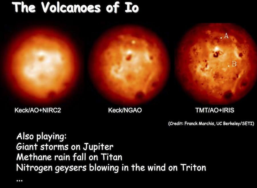 acooray's tweet image. Close to home, TMT will resolve individual volcanoes popping up on Io/geysers on Enceladus! #WeSupportTMT #TMTScience