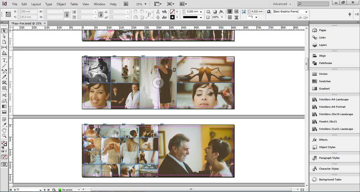 Maquetando el #fotolibro del #reportaje de #casamiento de Pau y Fer. Cada vez  menos para que entre en producción.