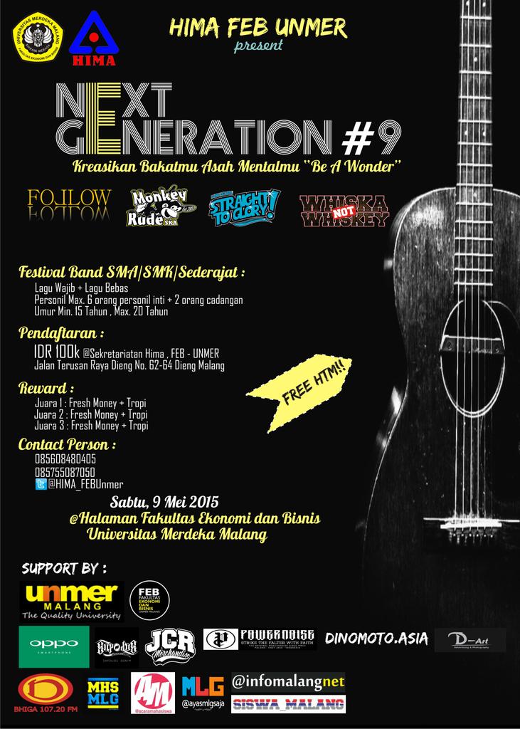 NextGeneration #9 | Fest Band SMA-SMK Reg.100K | 9 May '15 <a href="/febunmermalang/">FEB Unmer Malang</a> | cp 085755087050 <a href="/SISWA_MALANG/">IG: SISWAMALANG</a>