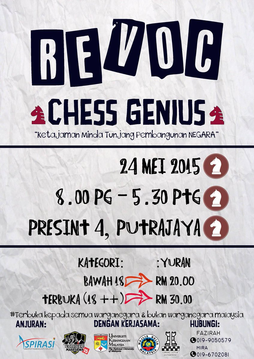 RevocChess's tweet photo. Come and join us! #RevocChessGenius @XpresiMahasiswa @festivalbelia15 http://t.co/NcyYXlielB