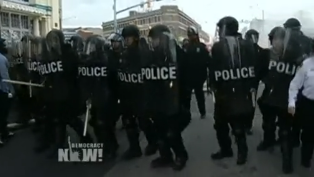 BitchMedia's tweet photo. Video from @democracynow: "Baltimore Erupts After Years of Police Violence, Economic Neglect." http://t.co/HF4TpbyVPY http://t.co/iGoV5mFFha