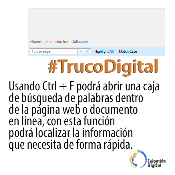 colombiadigital's tweet photo. #TrucoDigital
Localice información de manera rápida en documentos y páginas web http://t.co/uTJwwIiYiO