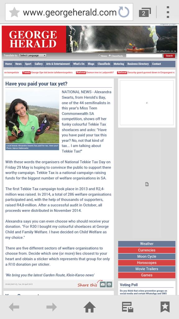 AlyIsCuddly's tweet photo. Thank you @HenricaVeldman and TheGeorgeHerald for putting this article together! #haveyoupaidyourtaxyet @SACWpageant http://t.co/WA8nqw7ujX