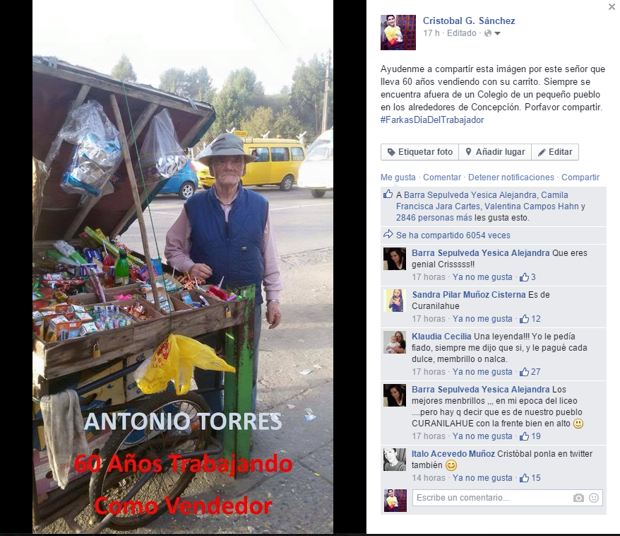 cristobalgalazs's tweet photo. @leonardofarkas Este señor se merece los 5 millones, un anciano de esfuerzo 60 años trabajando como vendedor. RT RT. http://t.co/COWGCC3EP5