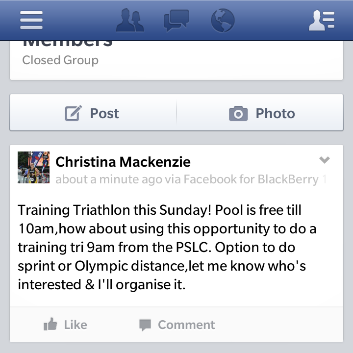 Training Triathlon this Sunday 9am,followed by refreshments in the cafè, free to members, €5 non members,all welcome.