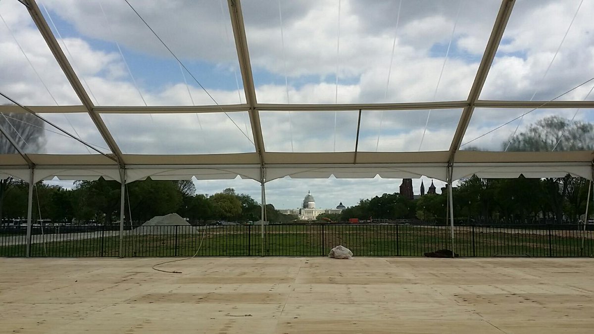 It's a beautiful day for an install on the mall!