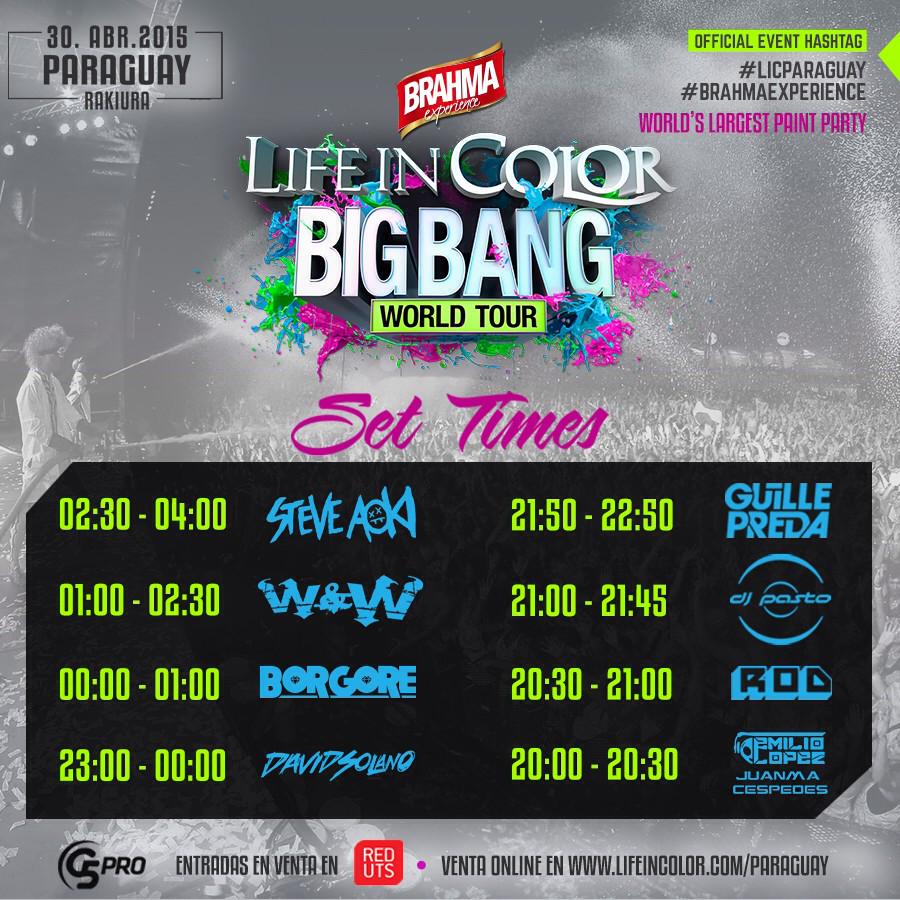 Aquí los Set Times!

#LICParaguay #BrahmaExperience

Esto va ser EPICO