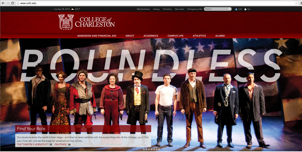 boundlesscofc's tweet photo. MT: @SOTAcofc @CofC homepage: "The talents of our @CofCTheatre students are boundless, indeed." #boundlesscofc http://t.co/sCWC8Jw9Fu