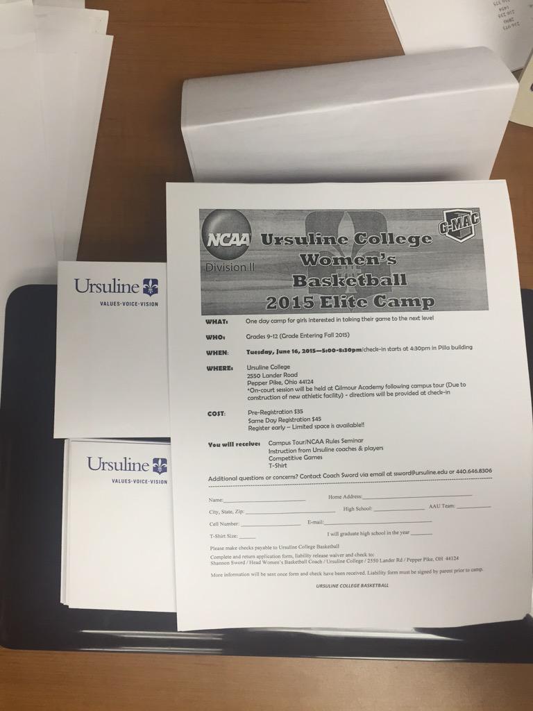 ursuline_wbb's tweet photo. Elite camp invites going out! Will you be here June 16th?! #futurearrows http://t.co/O900UhaYce