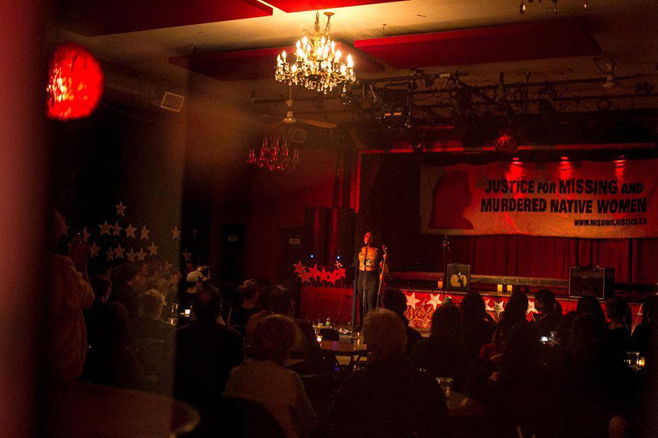 howlarts's tweet photo. performance @ari_swan at la sala rossa, Montréal, Justice for Missing and Murdered Indigenous Women campaign benefit! http://t.co/yCS28JFdvQ