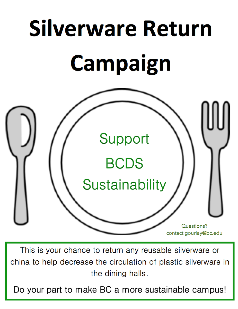 BC_Dining's tweet photo. Silverware Return Campaign going on through move out! Help us be more sustainable!#onelessthingtopack #forkitup #haha http://t.co/4TIybNbwjN