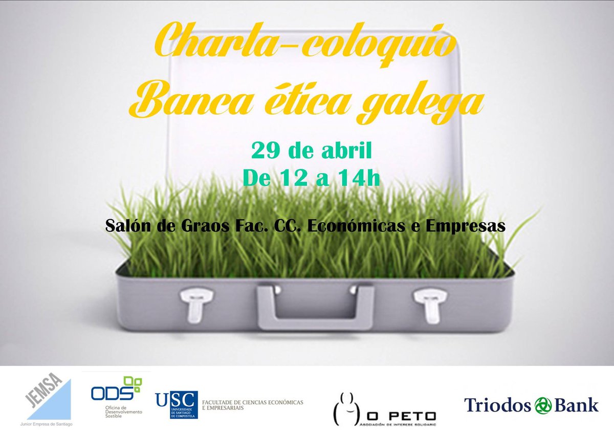 JemsaJE's tweet photo. Disfruta mañana de la charla-coloquio sobre "Banca Ética" no puedes faltar de 12:00 a 14:00 en la facultad de ADE !!! http://t.co/s7crzcwCHP