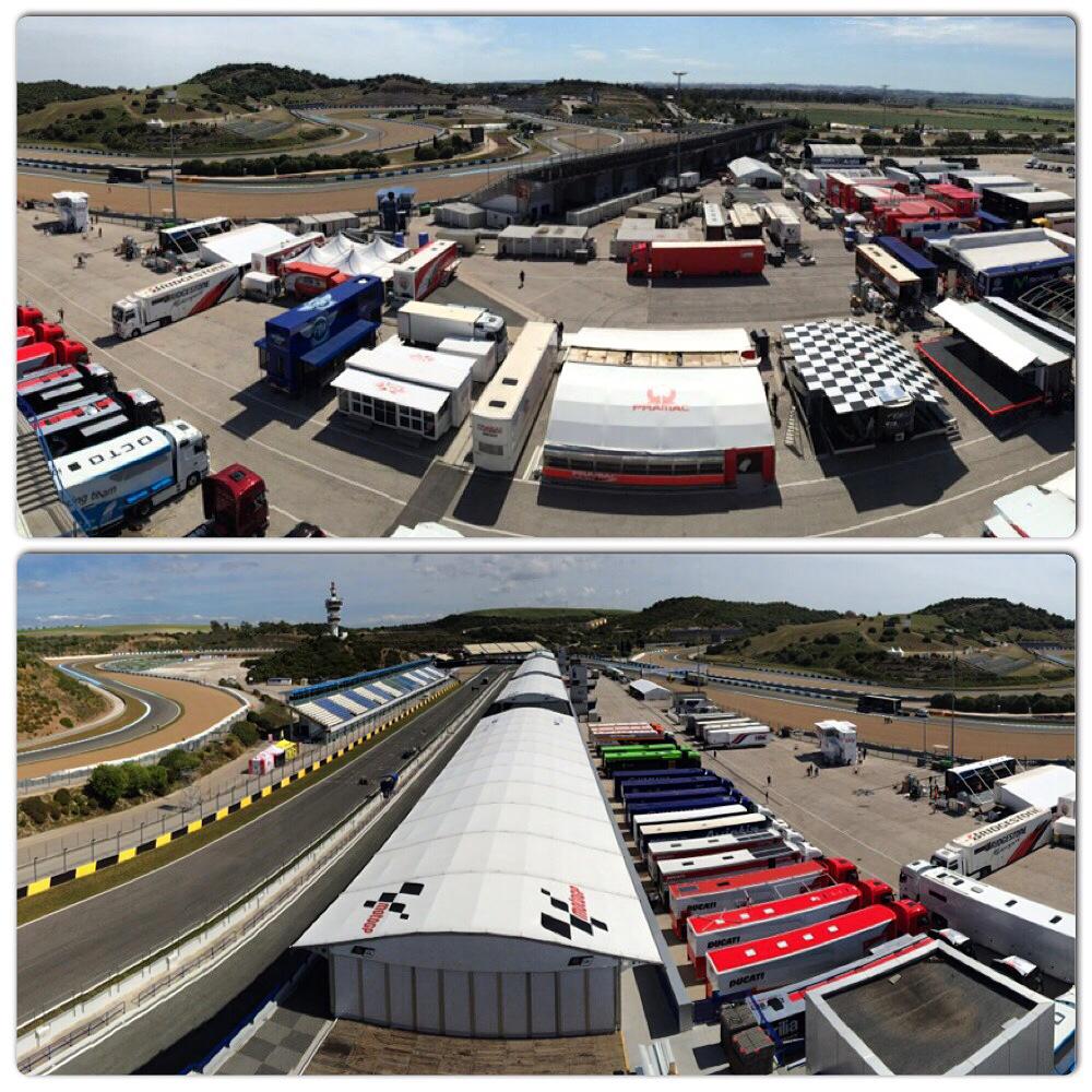 MotoGP's tweet photo. We're nearly ready with the paddock setup at #SpanishGP. Looking forward to the 4th round of #MotoGP!@circuitodejerez http://t.co/HabWzP3LQL