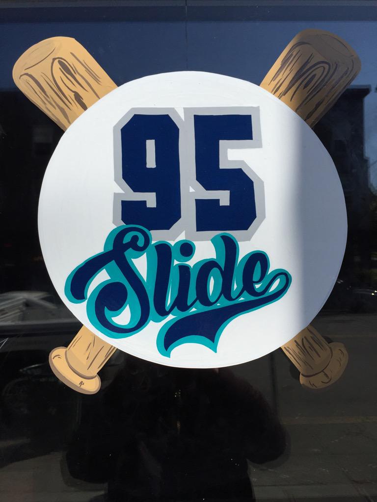 95slide's tweet photo. Two things: We have awesome new window signs. The other is All Day #HappyHour. Your plans have been made for you! http://t.co/HjsaghuPPS