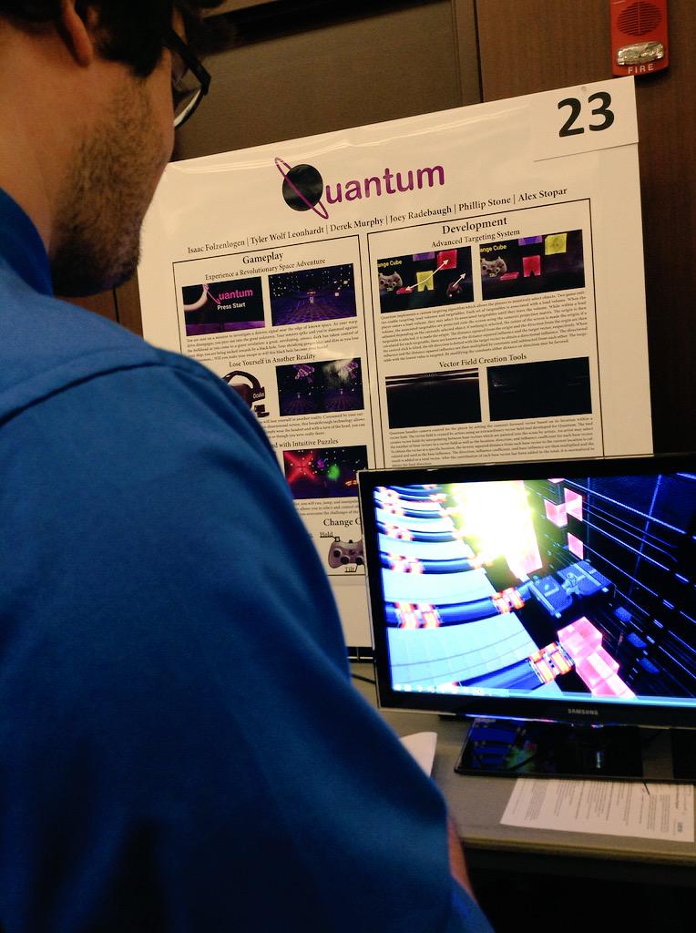 OSUengineering's tweet photo. #CapstoneShowcase projects can be fun-focused too. Video games Snow Day and Quantum are very popular today http://t.co/cpx3zgvBP4