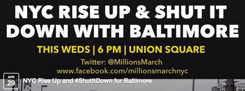 KeeganNYC's tweet photo. Today!
NYC #BaltimoreUprising Solidarity Action
6pm, Union Square.
Be There.
https://t.co/l9aDM2qW9c
@MillionsMarch
http://t.co/GtWNv66yLF