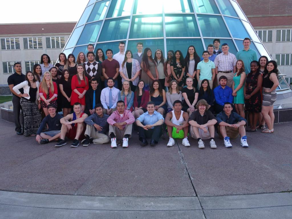 WSUFirstSchlrs's tweet photo. We're quite the group! On to a full house next year with freshman, sophomores, juniors, and seniors! #FirstScholars http://t.co/Ieh0HKUDNv