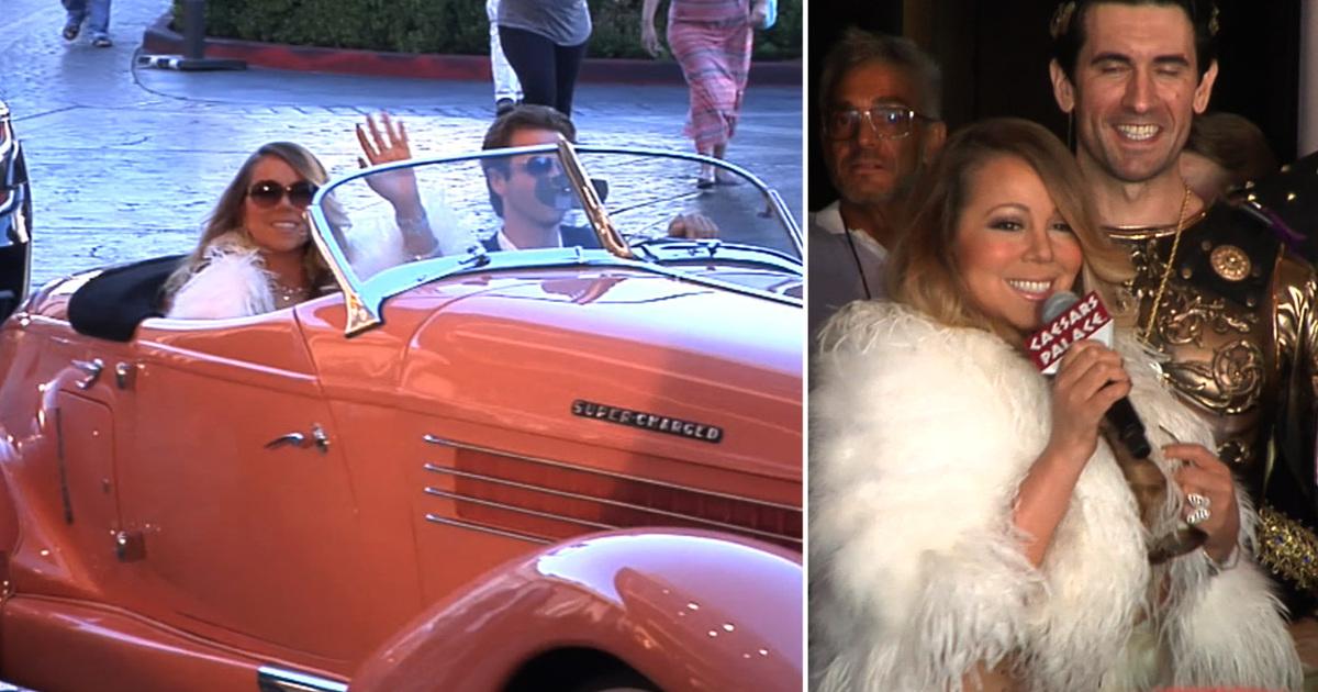 TMZ's tweet photo. WATCH: Mariah Carey was welcomed to Caesars Palace in a giant, over-the-top spectacle http://t.co/Ls0wUvq7uK http://t.co/ywVoTQjTVA