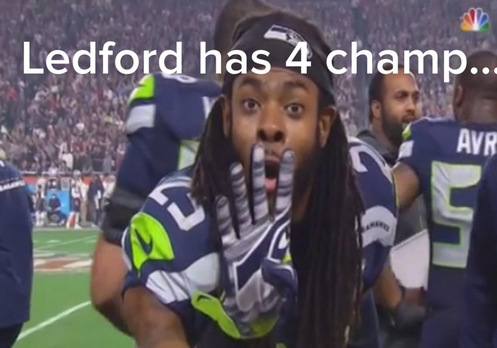 LMSGorilla's tweet photo. Silly goose Richard Sherman! Ledford has 6 championships this year 😏 #domination http://t.co/g6XiofUdds