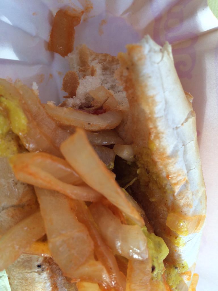 nycaok's tweet photo. First redhot of spring @NathansFamous http://t.co/tQKSNo2w6i