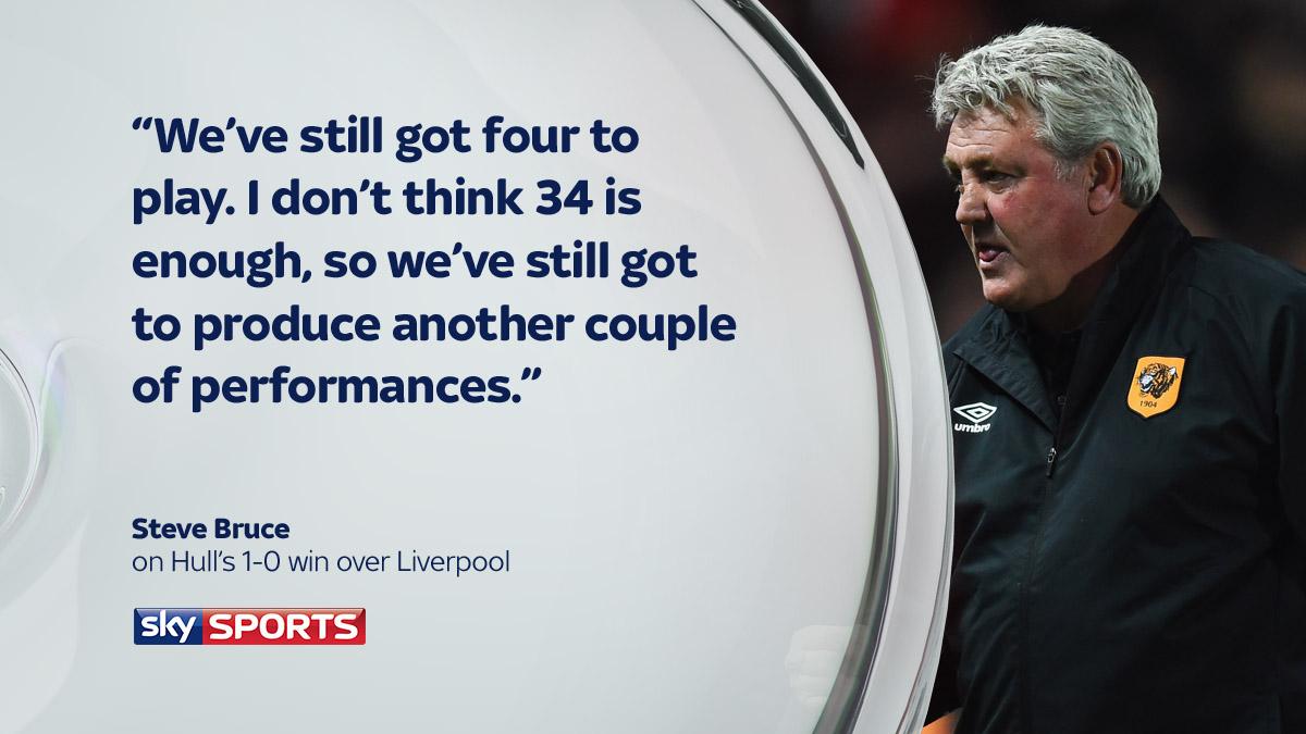 WATCH: Steve Bruce feels <a href="/HullCity/">Hull City</a> still need a couple more wins to guarantee survival: sky.me/1AcZluV