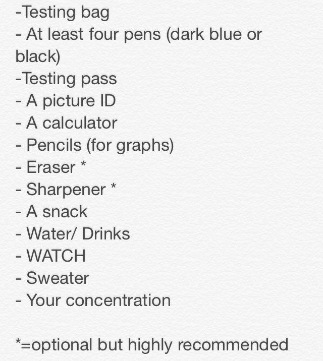 cambridge_16's tweet photo. As testing season begins, here's a handy "Don't forget this on test day" list http://t.co/KoUXUNlHiY