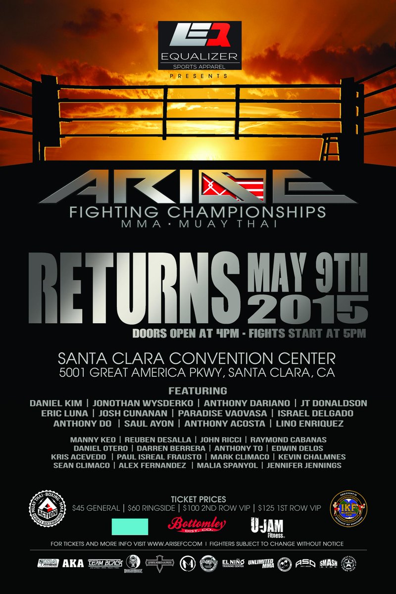 arisefc's tweet photo. Arise Fighting Championships Announces Full Card For May 9th! - http://t.co/qUmj0zK7vE  #MuayThai #MMA http://t.co/inhPMfJ8dl