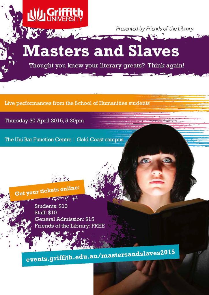 awtsn's tweet photo. On the Gold Coast tomorrow and keen for some literature, wine and canapés? Check this out @SmallroomGU @Griffith_Uni http://t.co/HSJ0EwQiHm