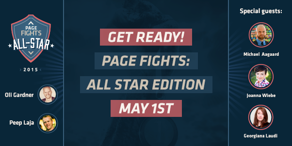 unbounce's tweet photo. We're celebrating 1 year of #PageFights with an epic all-star judging panel. Don't miss it: http://t.co/k1t15AUVvC http://t.co/Gg65GKYKaL