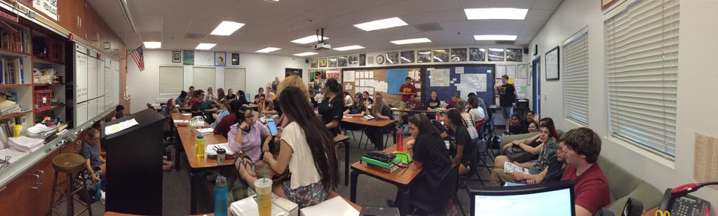 AmEx Cram session. 75 Juniors listening to APUSH lecturing at 9:00 at night. Go FTHS Academics.