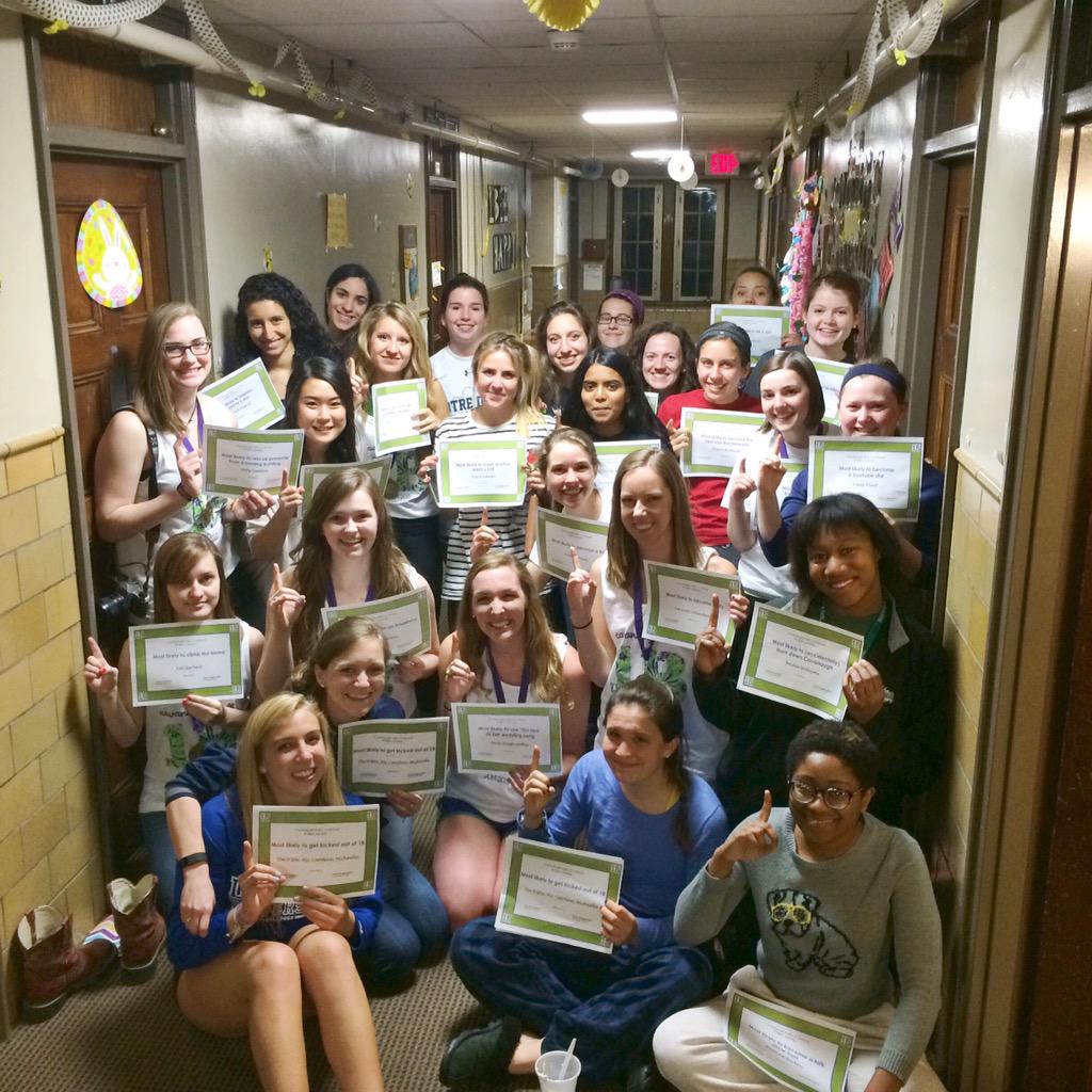hashtag1Best's tweet photo. Cavanaugh Hall's 1st Annual #1Best Awards! 💚💜 #sectionoftheyear http://t.co/5h9zMkTgPY