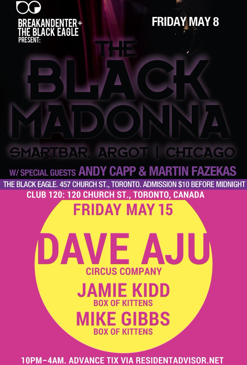 breakandenterTO's tweet photo. May 8 w @blackmadonnachi @torontoeagle http://t.co/LmjDo6E8L4
May 15 @Club120T w @theedaveaju http://t.co/TkFIuV2xmb http://t.co/vIWwQ5Mqo3