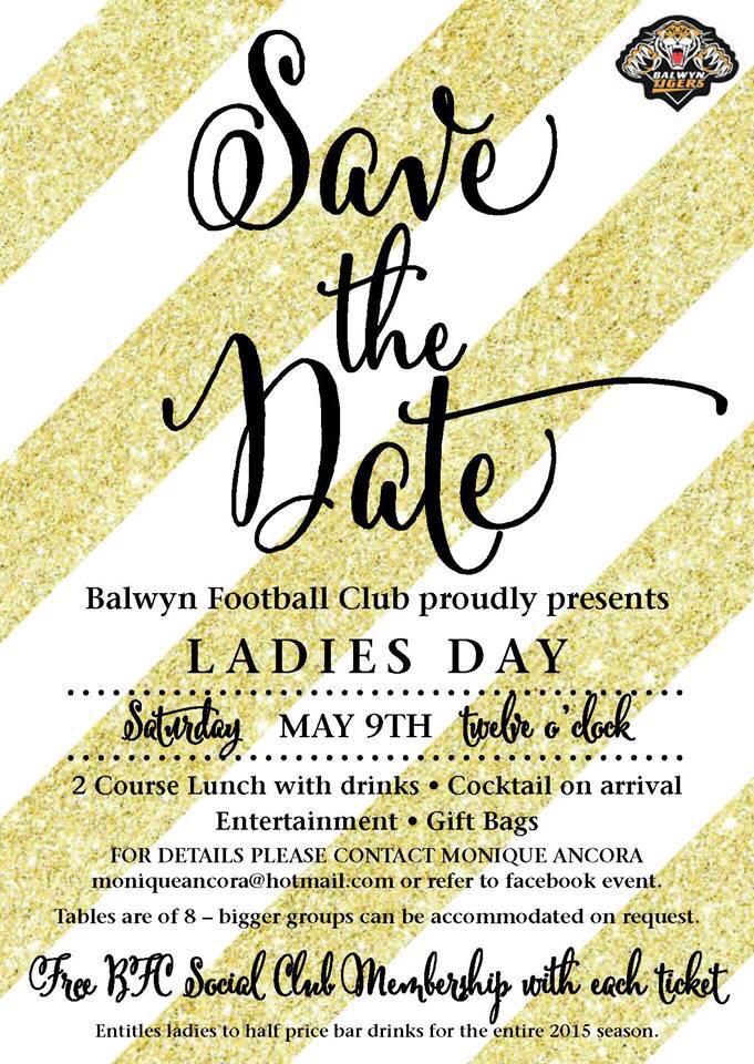 Don't forget that Saturday 9 May is our Ladies Day at Balwyn Football Club! All the details: bit.ly/BFCLadiesDay