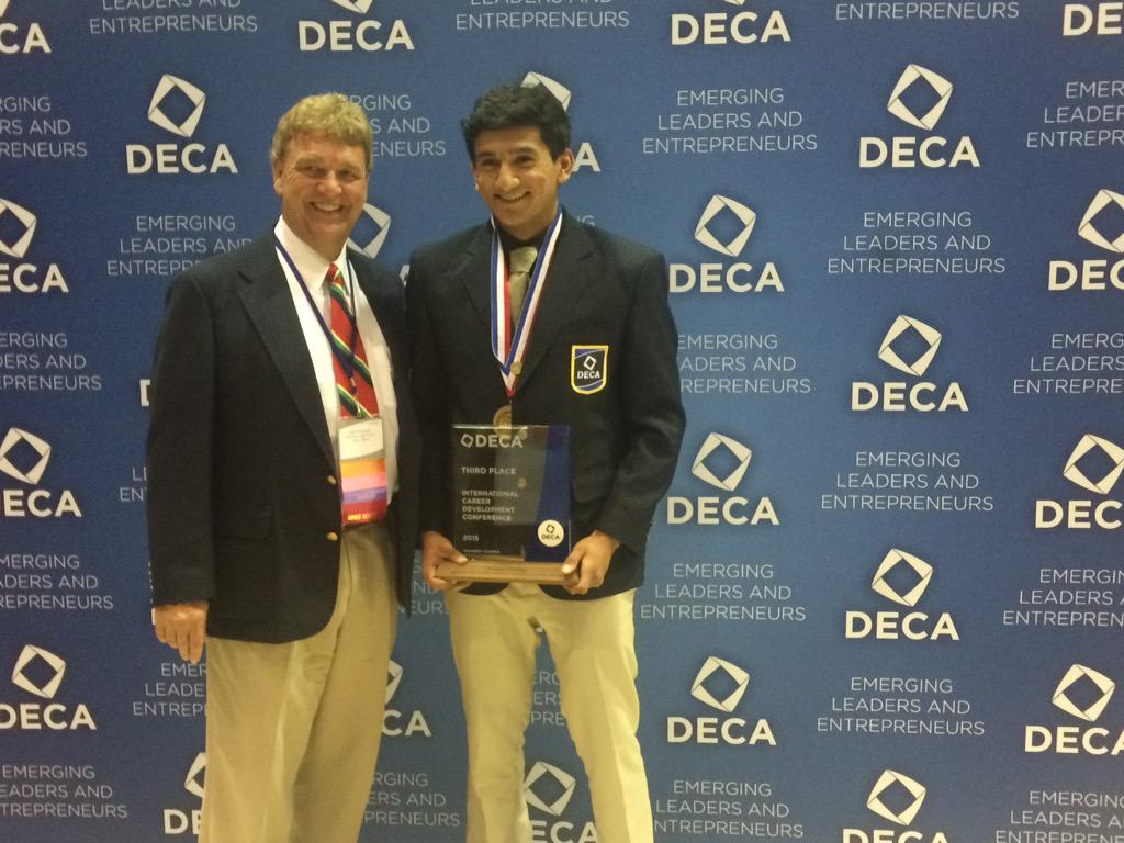 Congratulations to Prem Thakker for placing 3rd at the international DECA conference today! #DECAICDC2015 #DECAcated