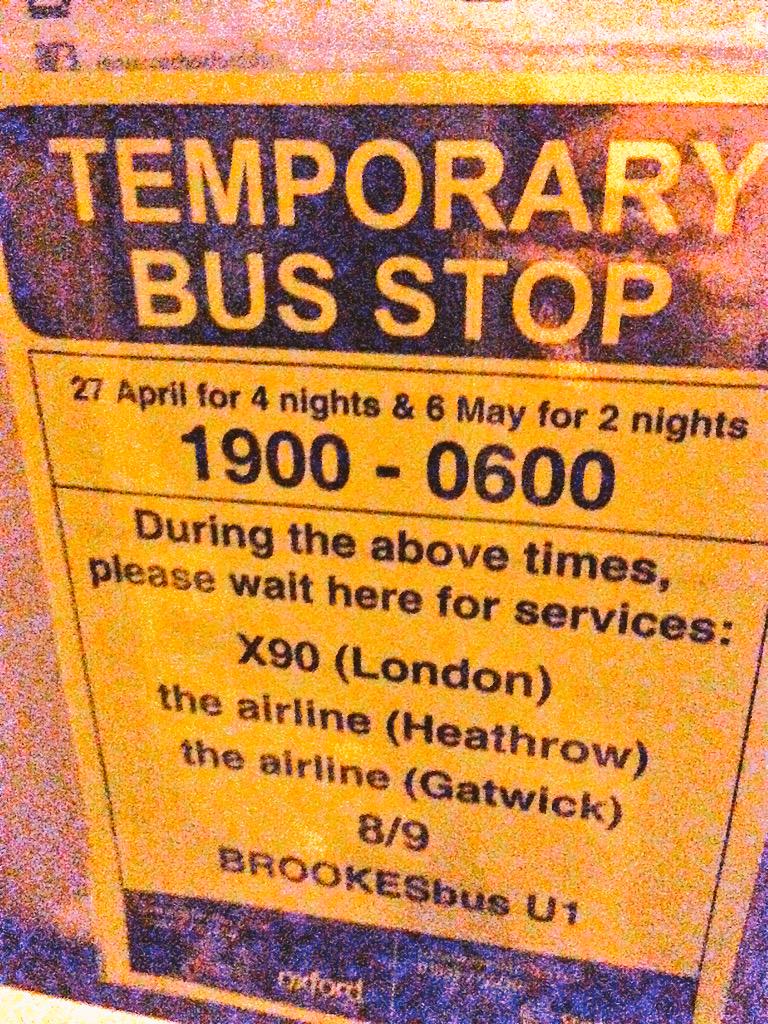 UnderdogOBU's tweet photo. Anyone using the headington shops bus stop towards Wheatley/London, remember it will be out of use for a few days. http://t.co/cOGTrRIgNB