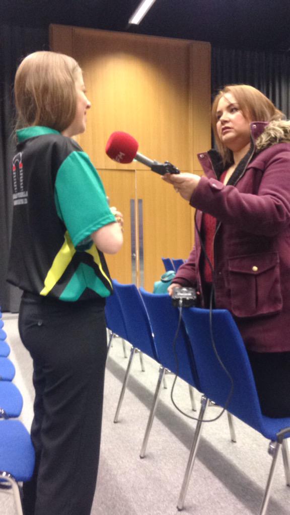 BOLT_F1's tweet photo. Emily being interviewed by 98Fm 📻🎤 http://t.co/aiyQkS0FT7