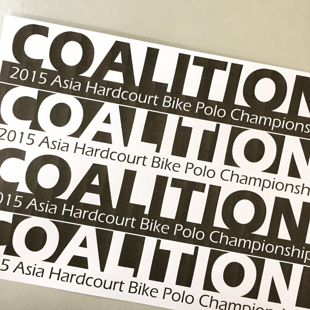 ipple181's tweet photo. COALITION stickers for 2015 AHBPC #AHBPC #bikepolo #tccbikepolo #kbpa #hkbp #taichung #taiwan #taichung #USA http://t.co/koILfFO1ht