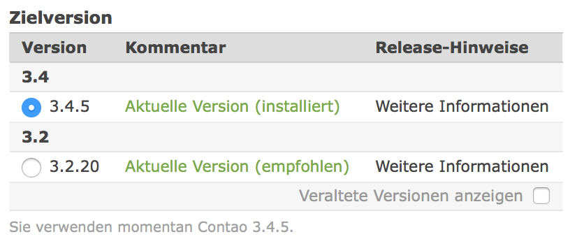 interessant, #contao liveupdate empfiehlt mir 3.2.20 und nicht 3.4.5. ein grund mehr bei einer lts zu bleiben :)