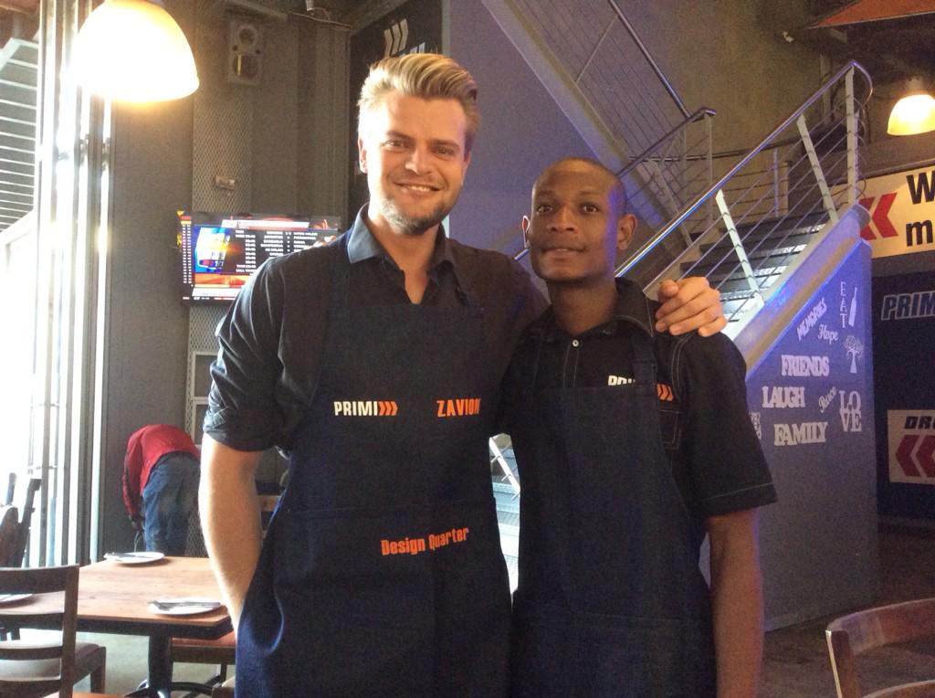 PrimiPiattiDQ's tweet photo. @ZavionK is dressed in his Primi best! He's the first celeb to #ServeForACause :) Pop in to Design Quarter! http://t.co/jWsCQ0l0Sy