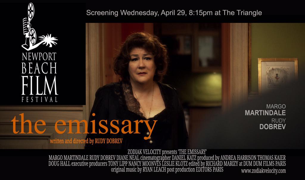 RudyDobrev's tweet photo. Tonight! #TheEmissarry winning film with @MargoMartindale playing @nbff #nbff #NBFF2015 #NewportBeachFilmFestival ππ» http://t.co/sZiAgVn7Xk