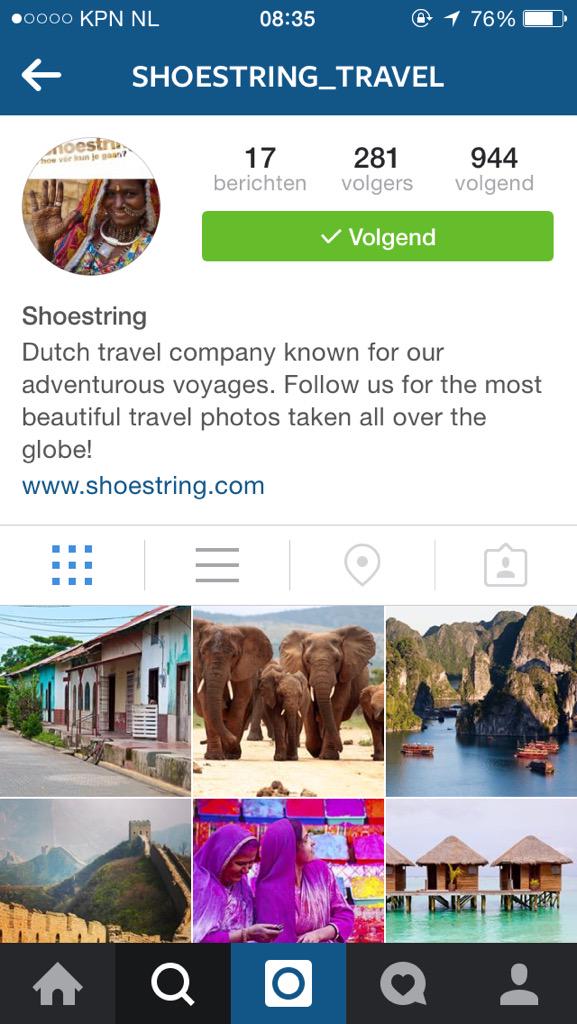 Volg jij ons al op <a href="/instagram/">Instagram</a>? Wij voorzien je timeline van prachtige reisfoto's! Vindt ons via shoestring_travel