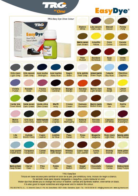 Tarrago Shoe Dye Colour Chart