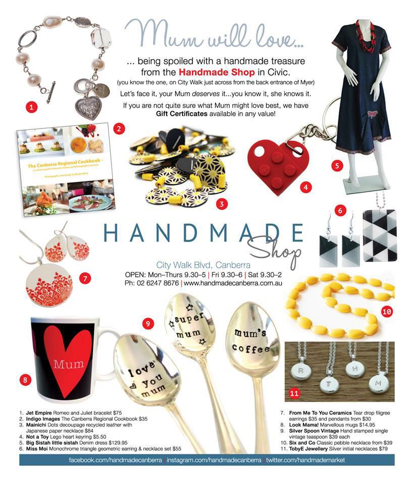 HandmadeMarket's tweet photo. May 10 is Mother's Day. We have you covered at Shop Handmade #shoplocal #mum #Canberra http://t.co/dyKUMOzZZf