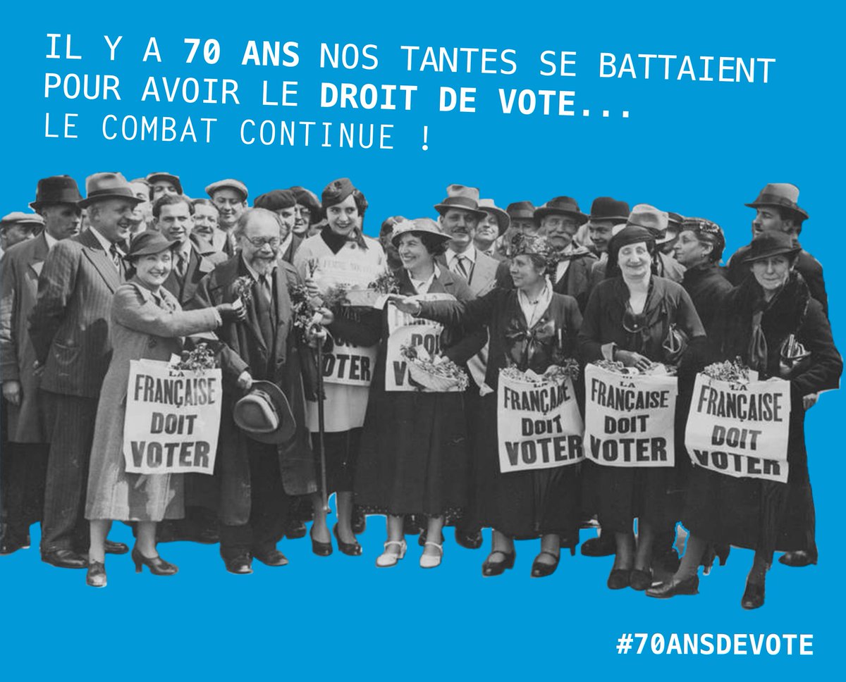 marinetondelier's tweet photo. Il y a 70 ans, nos aînées obtenaient, de haute lutte, le droit de vote. Le combat continue! #70ansDeVote #EELV http://t.co/vpEkjgzfYo