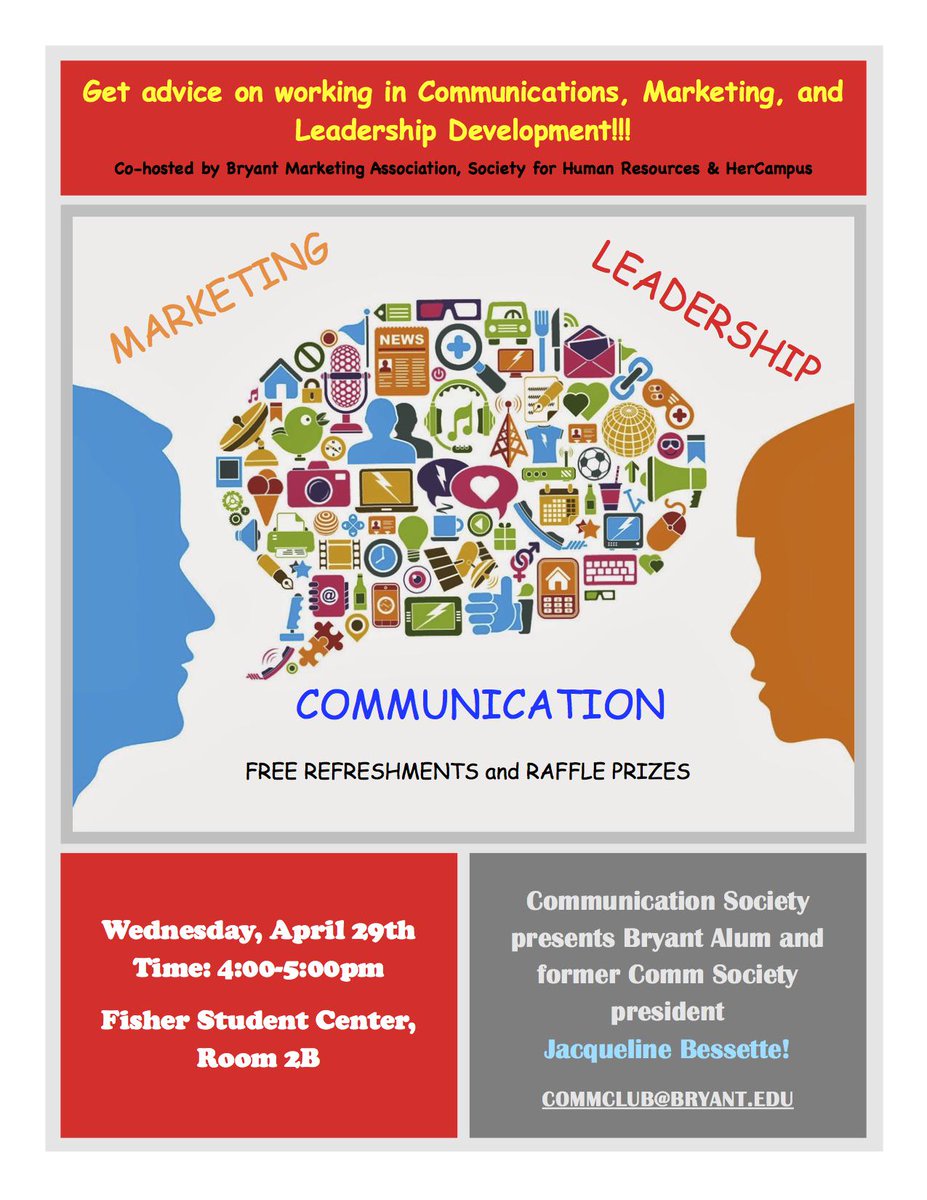 Interested in the Communication/Marketing field?  Learn more TODAY! <a href="/BryantCommSoc/">Bryant Comm Society</a> <a href="/HerCampusBryant/">Her Campus Bryant</a> @BryantMktingAsc