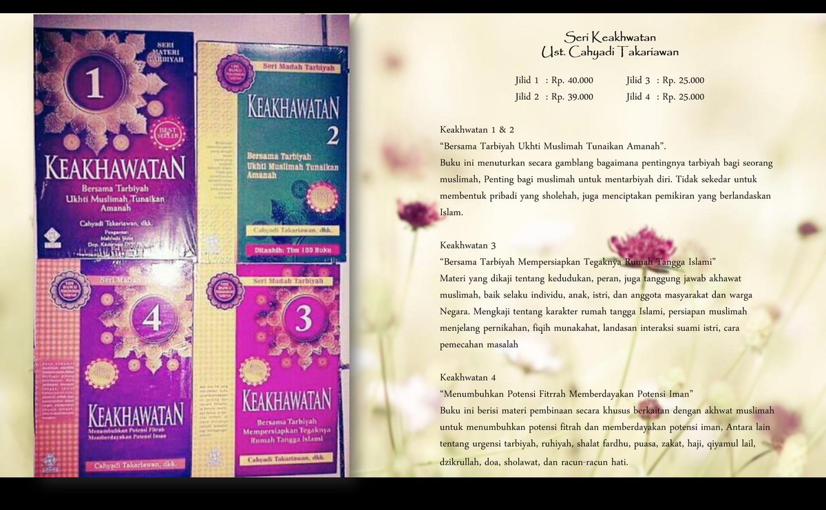 Seri Keakhwatan dari <a href="/PakCah/">Cahyadi Takariawan</a> 
Bagi yg minat bisa order ke 0857 8114 6918