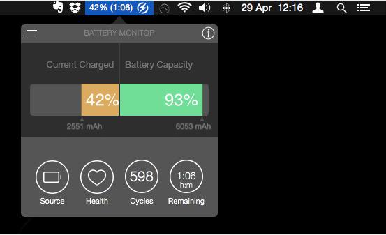 Really nice experience with Battery Monitor for Mac available via the AppStore #BatteryMonitor #performance
