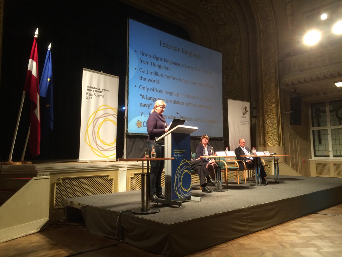 RigaSummit2015's tweet photo. Kadri Vider, the University of Tartu, about strategic importance of language technologies in Estonia #RigaSummit2015 http://t.co/o27Ab9nSlb