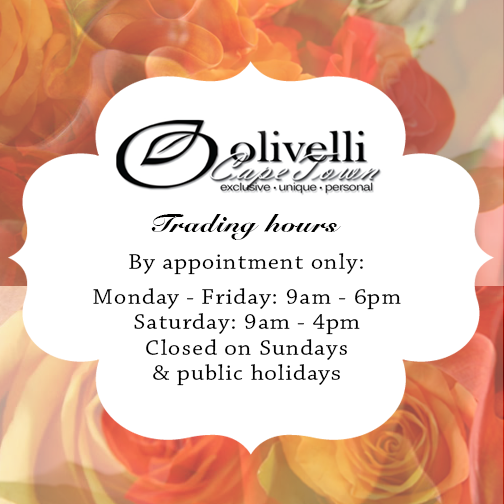 Olivelli Cape Town brides-to-be, take note of our trading hours. #OlivelliCT #TradingHours